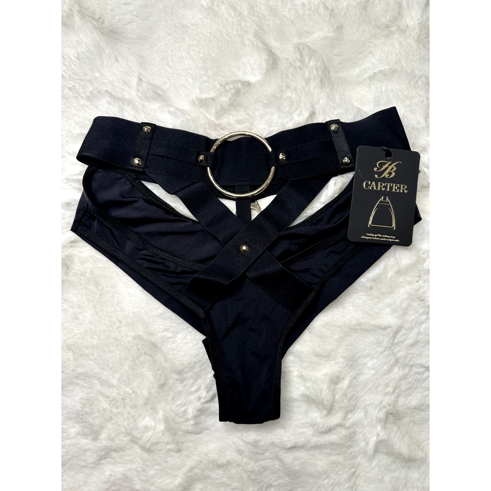 RARE🔥 Honey Birdette CARTER🖤 Black and Gold Brief Small